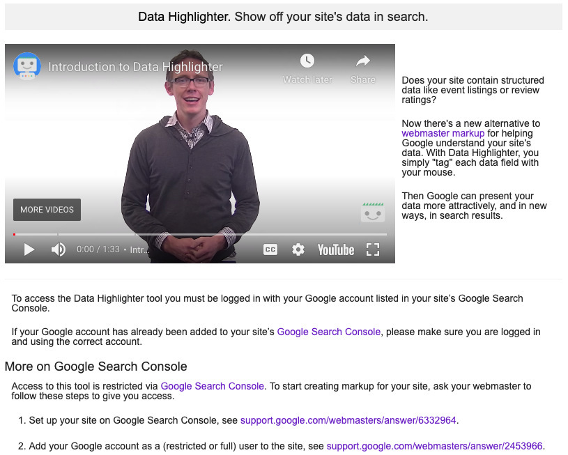 Google Data Highlighter