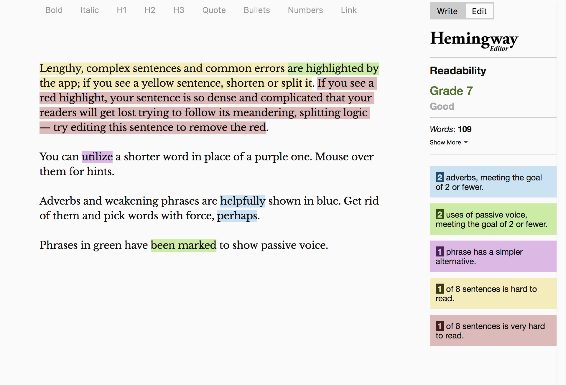 hemigway app screenshot