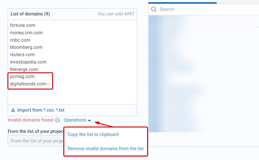 Invalid domains
