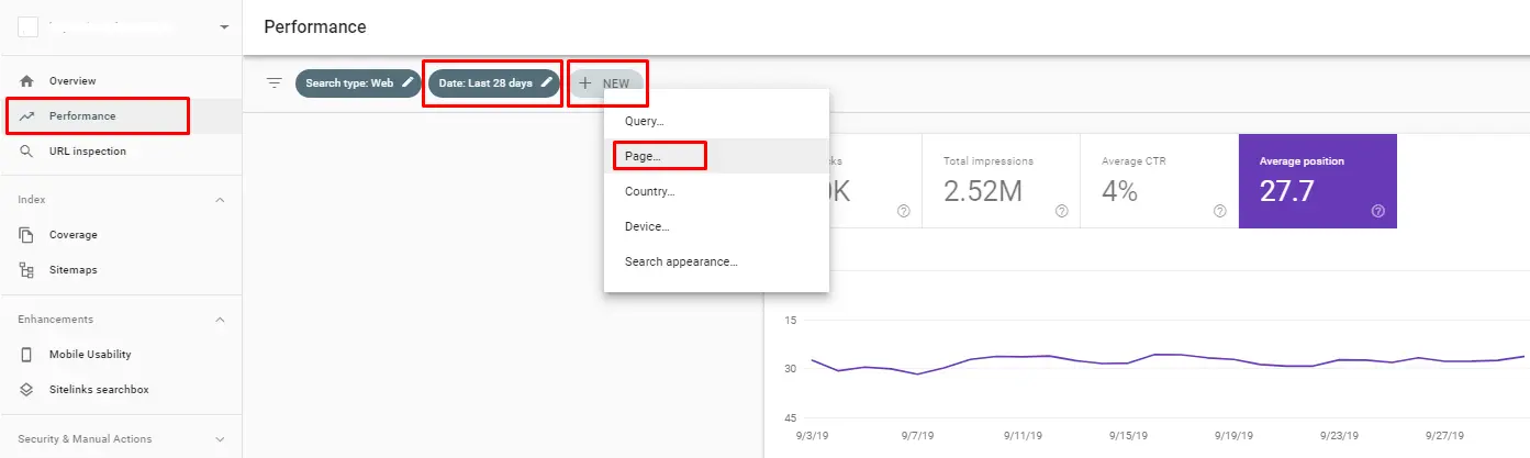 Search Console statistics